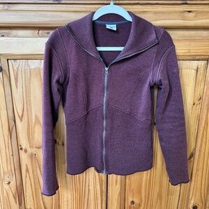 Columbia Full Zip Sweatshirt Cotton Blend Maroon Thumbholes Jacket Women Small